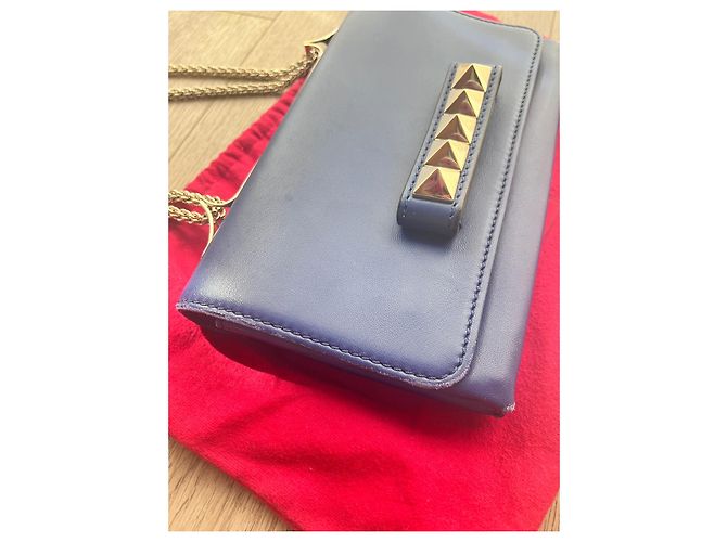 Borsa Valentino Garavani Rockstud in pelle blu - vista 14