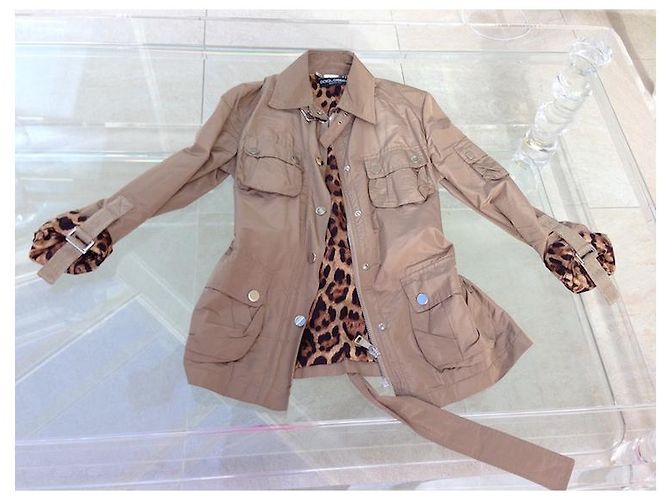 Parka Dolce & Gabbana Caqui Estampado de leopardo - vista 3