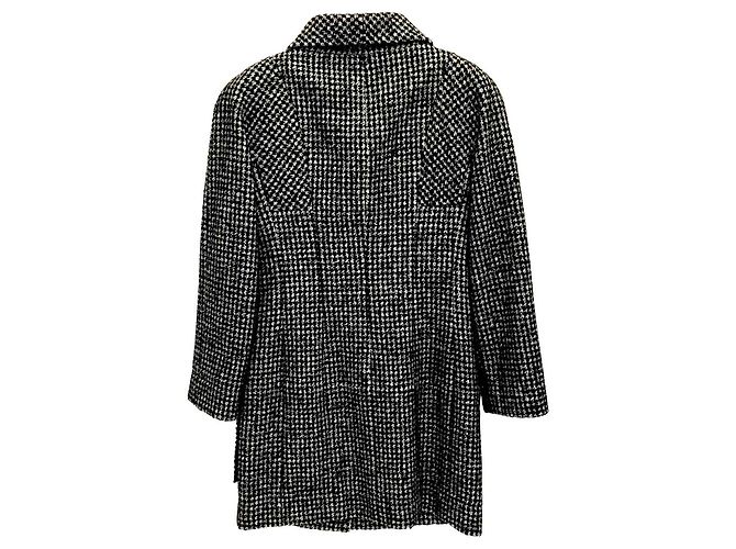 Timeless Abrigo de tweed blanco y negro de VC Chanel con botones de león Gris - vista 2