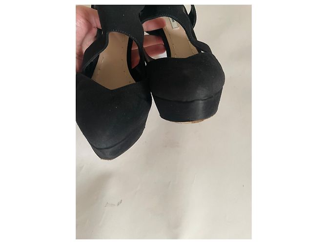Miu Miu black suede platform heels - view 3