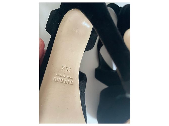 Miu Miu black suede platform heels - view 4