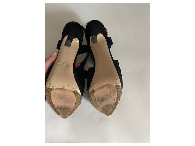 Miu Miu black suede platform heels - view 5