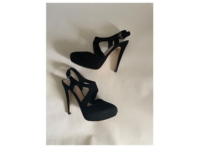 Miu Miu black suede platform heels - view 6