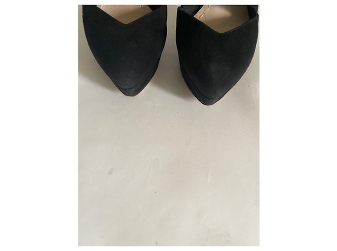 Miu Miu black suede platform heels - view 8