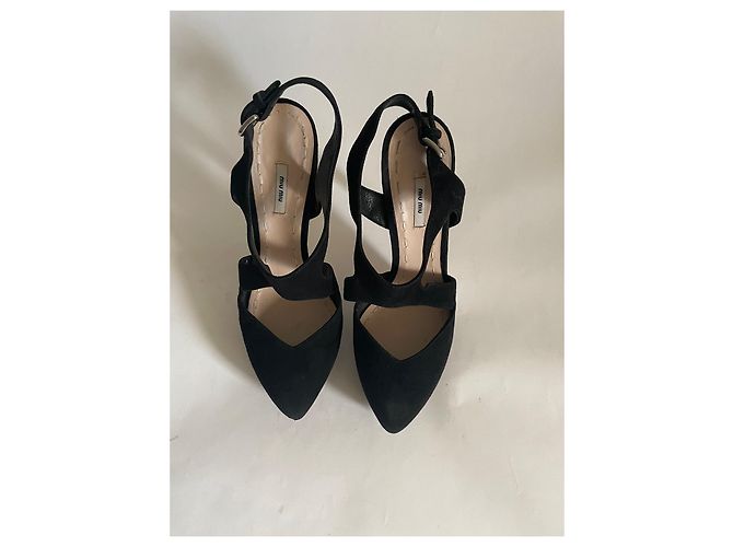 Miu Miu black suede platform heels - view 9