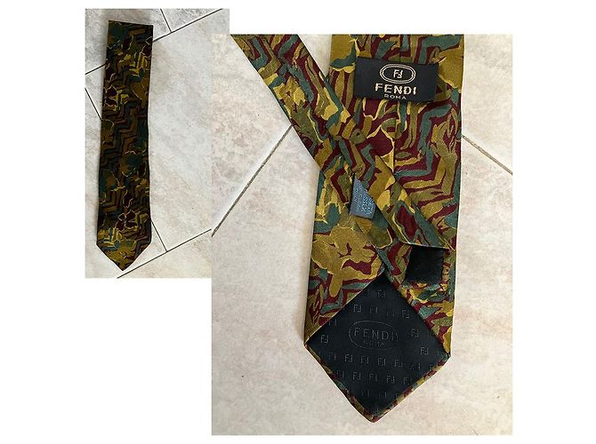 Fendi Silk Multicolor Abstract Floral Pattern Tie Multiple colors - view 3