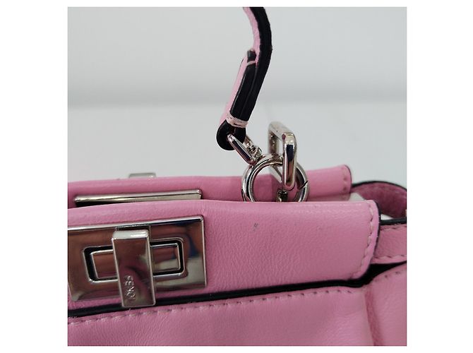 Borsa Fendi Peekaboo Micro in pelle rosa - vista 5
