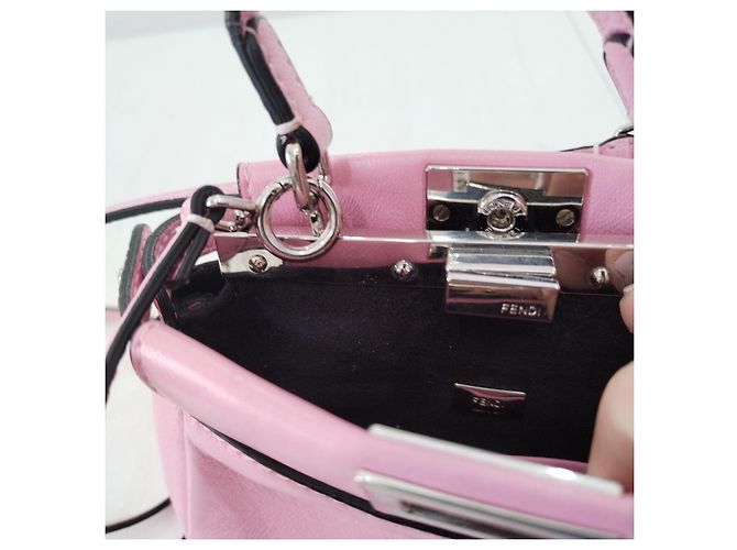 Borsa Fendi Peekaboo Micro in pelle rosa - vista 6