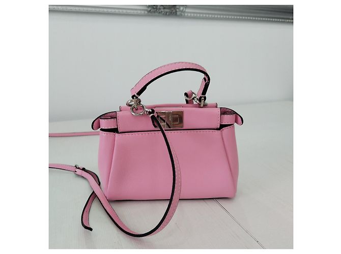Borsa Fendi Peekaboo Micro in pelle rosa - vista 8