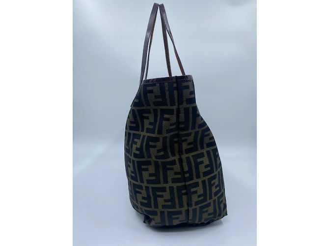 Shopper Fendi in tela marrone - vista 2