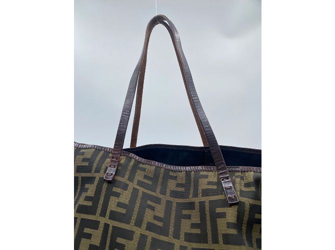 Shopper Fendi in tela marrone - vista 5
