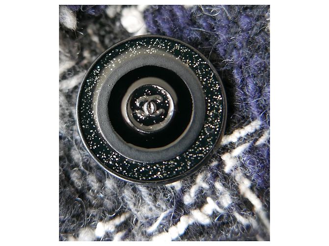Caduta di CHANEL 2007 07Una giacca in tweed pied de poule di cashmere Grigio Blu navy - vista 8