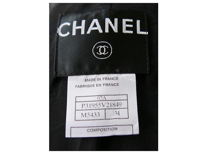 Caduta di CHANEL 2007 07Una giacca in tweed pied de poule di cashmere Grigio Blu navy - vista 9