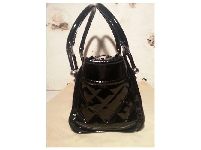 Borsa Burberry in vernice nera trapuntata Nero - vista 3