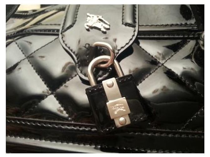 Borsa Burberry in vernice nera trapuntata Nero - vista 4