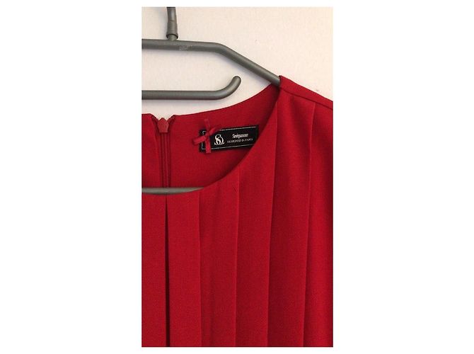 Vestido Sinéquanone Rojo de Algodón con Cinturón Dorado Roja - vista 2