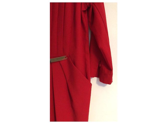 Vestido Sinéquanone Rojo de Algodón con Cinturón Dorado Roja - vista 4