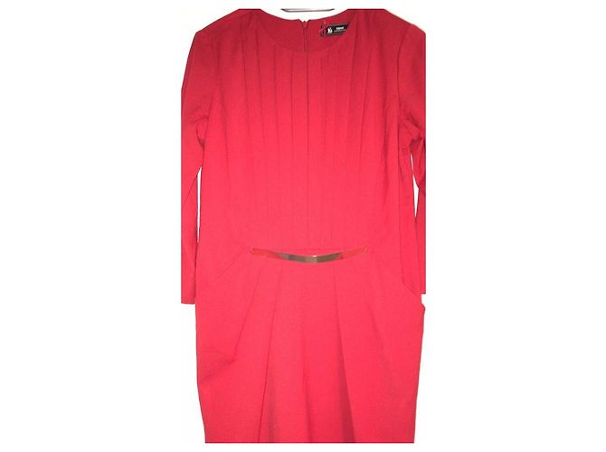 Vestido Sinéquanone Rojo de Algodón con Cinturón Dorado Roja - vista 5
