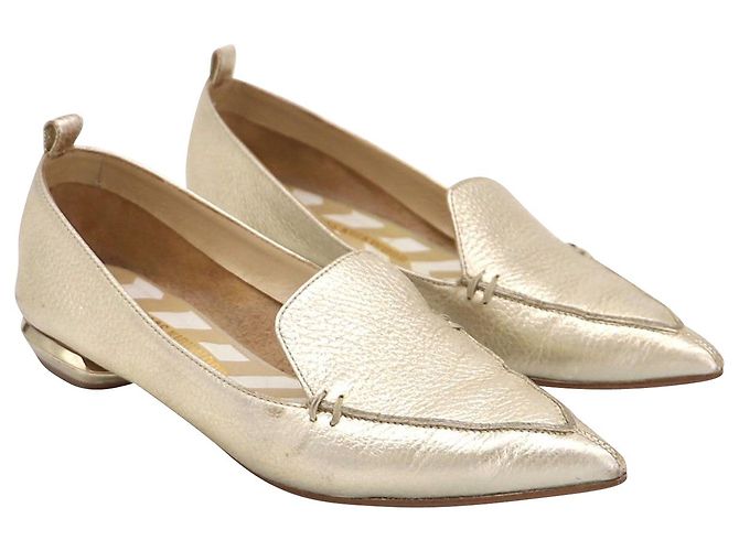 Nicholas Kirkwood Mocassini Beya in Pelle Oro D'oro Metallico - vista 2