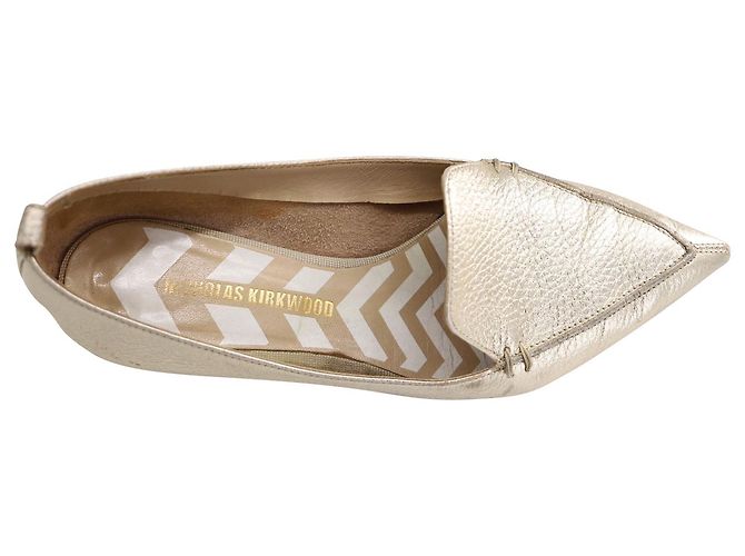 Nicholas Kirkwood Mocassini Beya in Pelle Oro D'oro Metallico - vista 7