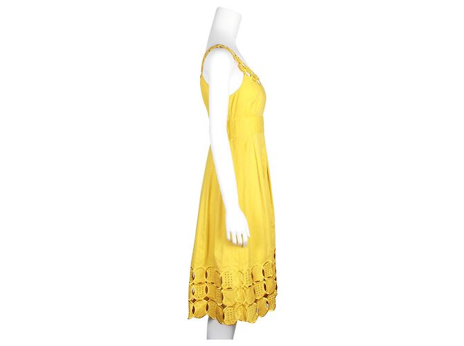 Catherine Malandrino Senffarbenes Kleid mit besticktem Ausschnitt und Saum Gelb - Ansicht 4