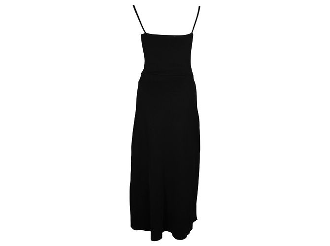 Sandro Paris Stretch-Midikleid ohne Ärmel in schwarzer Viskose - Ansicht 2