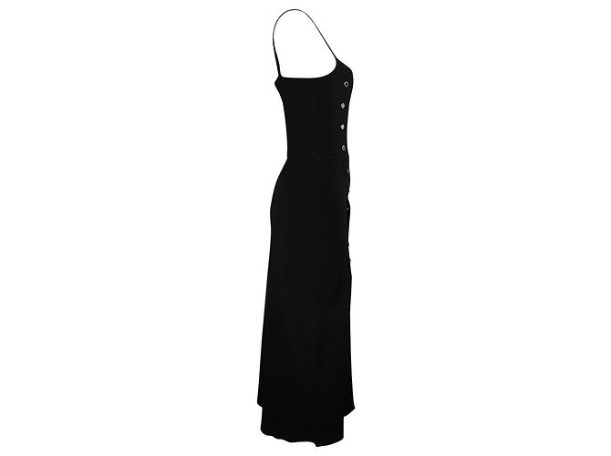 Sandro Paris Stretch-Midikleid ohne Ärmel in schwarzer Viskose - Ansicht 3