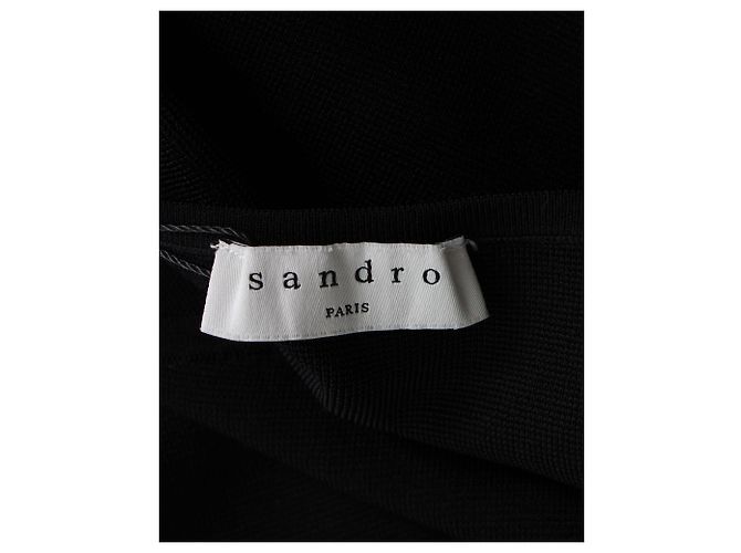 Sandro Paris Stretch-Midikleid ohne Ärmel in schwarzer Viskose - Ansicht 4