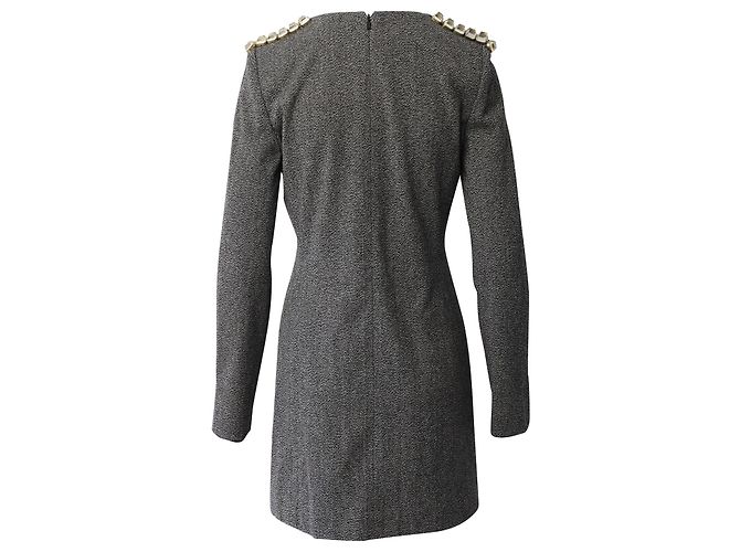 Chloé Chloe Epaulettes Etuikleid aus schwarzer Wolle - Ansicht 3