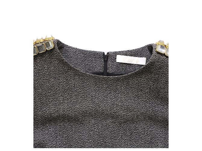 Chloé Chloe Epaulettes Etuikleid aus schwarzer Wolle - Ansicht 4