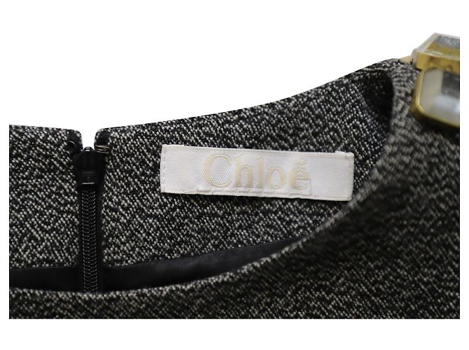 Chloé Chloe Epaulettes Etuikleid aus schwarzer Wolle - Ansicht 5