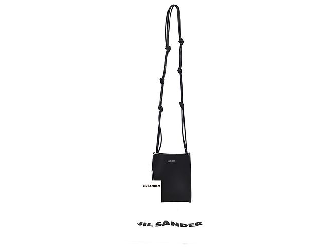 Bolsa tiracolo pequena Jil Sander Tangle em couro de bezerro preto - vista 5