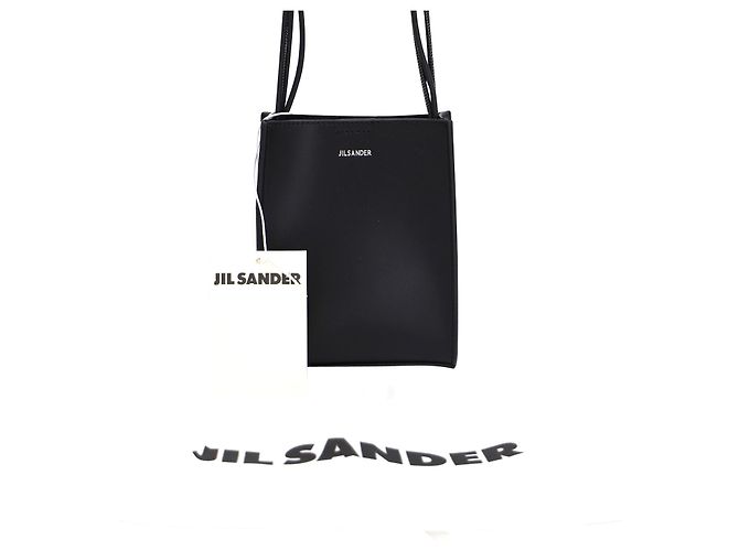 Bolsa tiracolo pequena Jil Sander Tangle em couro de bezerro preto - vista 6