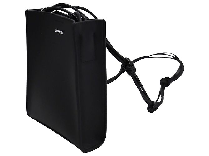 Bolsa tiracolo pequena Jil Sander Tangle em couro de bezerro preto - vista 7