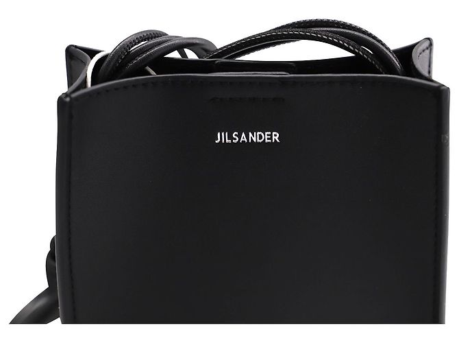 Bolsa tiracolo pequena Jil Sander Tangle em couro de bezerro preto - vista 9