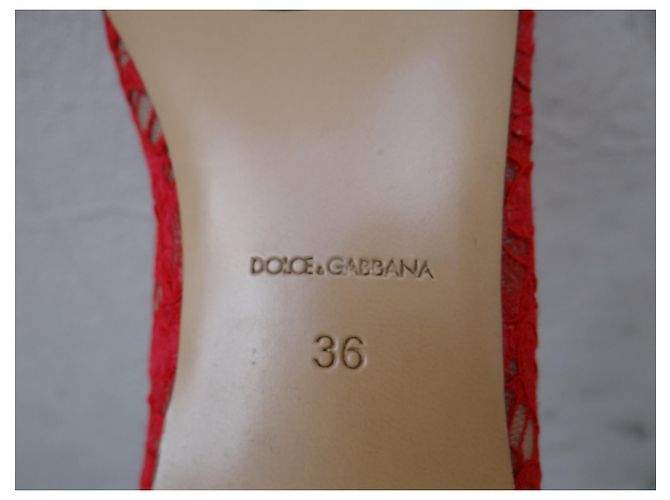 Dolce & Gabbana Bailarinas de Encaje Rojo Roja - vista 13