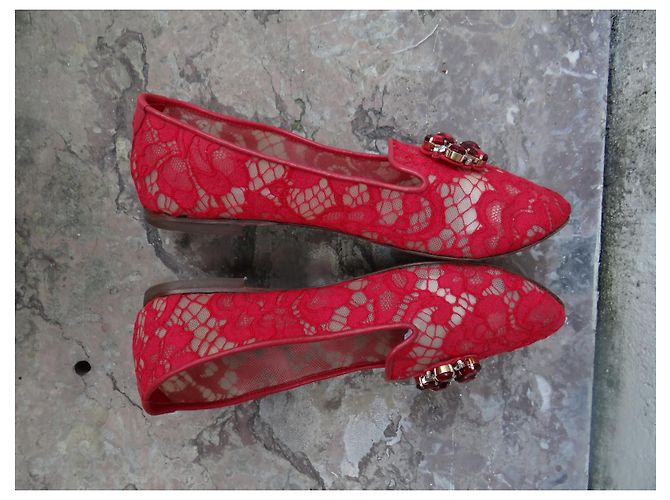 Dolce & Gabbana Bailarinas de Encaje Rojo Roja - vista 3