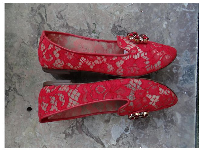 Dolce & Gabbana Bailarinas de Encaje Rojo Roja - vista 6