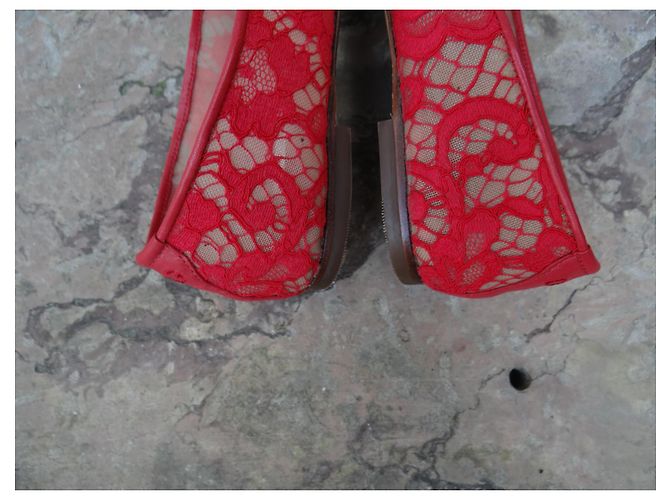 Dolce & Gabbana Bailarinas de Encaje Rojo Roja - vista 8