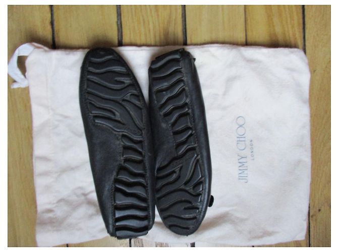 Jimmy Choo Bailarinas con hebillas de cuero negro, 37,5 - vista 3