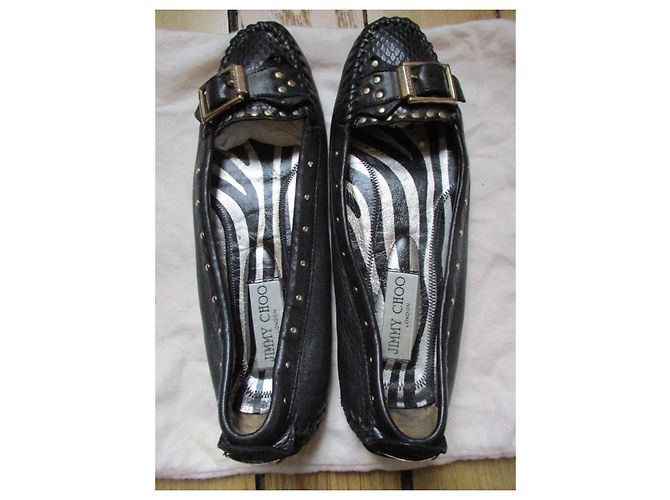 Jimmy Choo Bailarinas con hebillas de cuero negro, 37,5 - vista 5