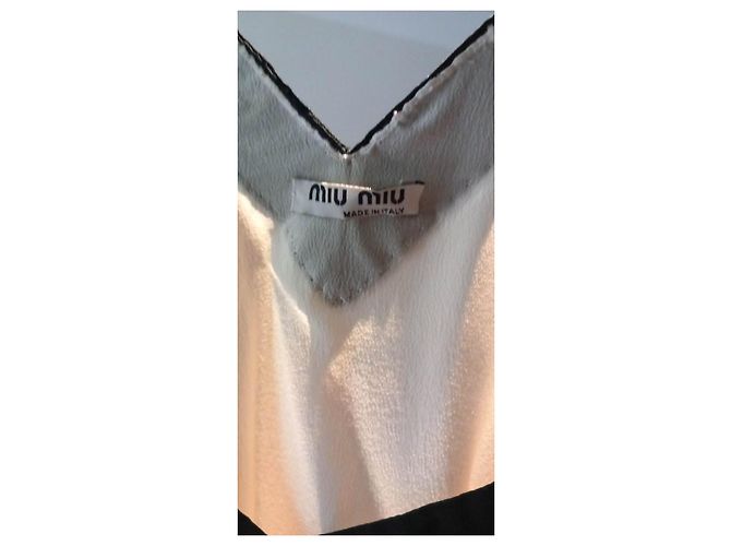 Top de chifón de seda Miu Miu Crema Crudo - vista 3