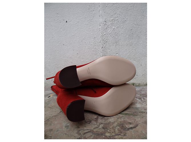 Stuart Weitzman Schnürstiefeletten aus Leder Rostrot - Ansicht 14
