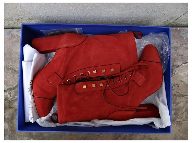Stuart Weitzman Schnürstiefeletten aus Leder Rostrot - Ansicht 16