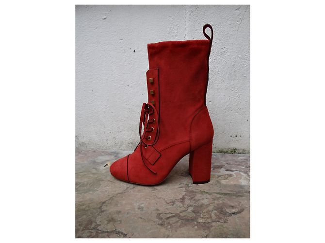 Stuart Weitzman Schnürstiefeletten aus Leder Rostrot - Ansicht 2