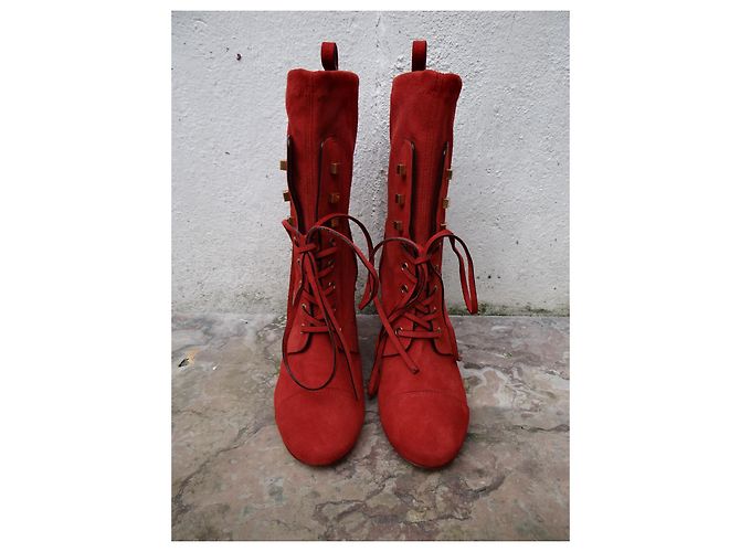 Stuart Weitzman Schnürstiefeletten aus Leder Rostrot - Ansicht 3