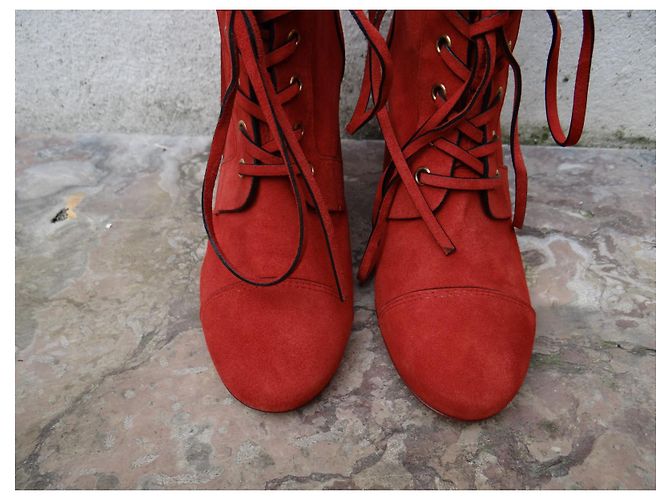 Stuart Weitzman Schnürstiefeletten aus Leder Rostrot - Ansicht 4
