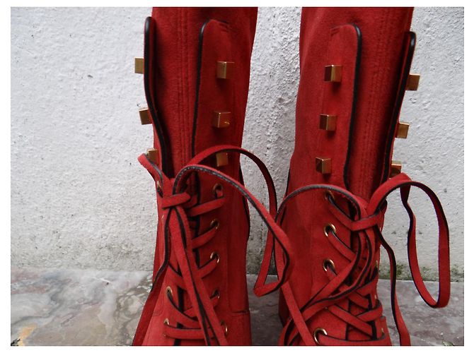 Stuart Weitzman Schnürstiefeletten aus Leder Rostrot - Ansicht 5