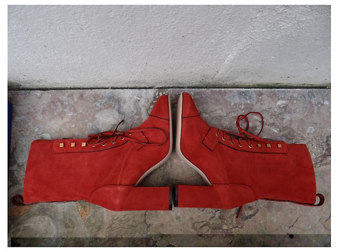 Stuart Weitzman Schnürstiefeletten aus Leder Rostrot - Ansicht 6