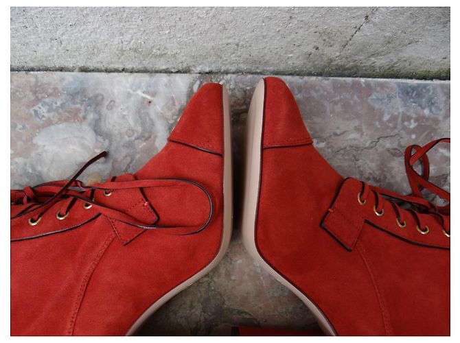 Stuart Weitzman Schnürstiefeletten aus Leder Rostrot - Ansicht 7